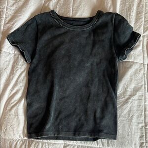 Black ribbed fitted baby tee